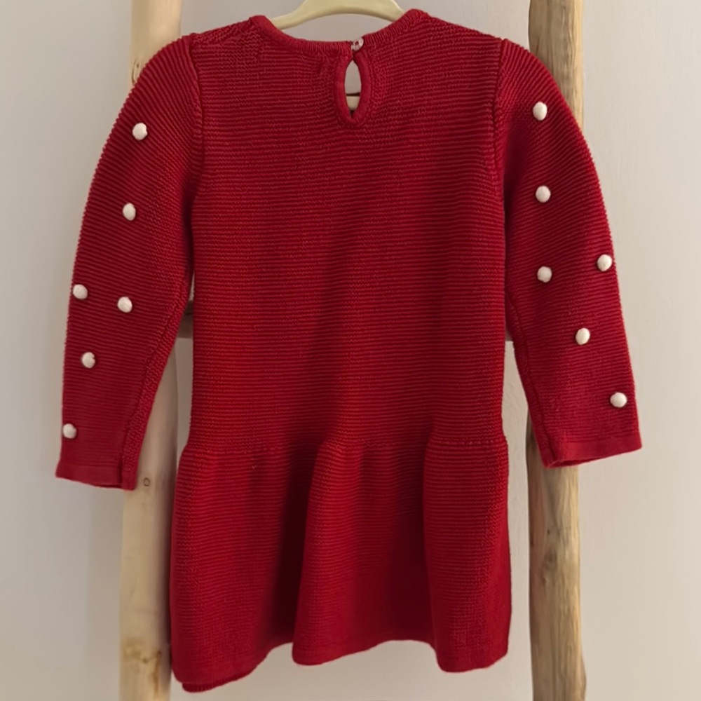 Hatley Baby Red Let It Snow Sweater /Tunic White Accents - Picture 3 of 3